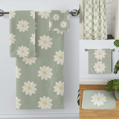 Serviette à main verte Crème Daisy Sage