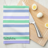 Serviette à main violet vert rayé (Quart Plié)