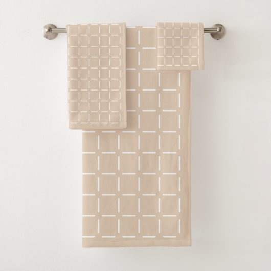 Serviette à motif carreaux beige (En situation)
