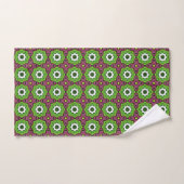 Serviette à motif géométrique vert, violet et blan (Serviette à main)