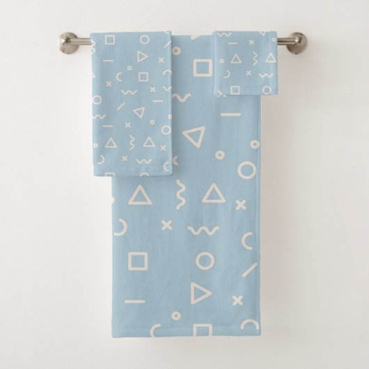 Serviette à motif Memphis bleu clair (En situation)