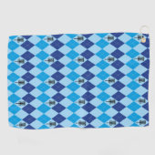 Serviette à motifs de losanges bleue de golf (Horizontal)