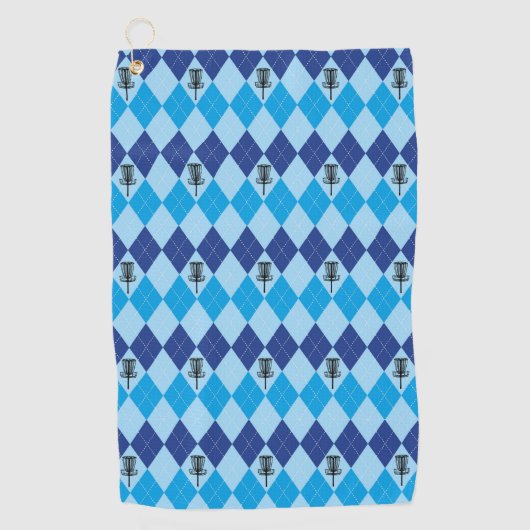 Serviette à motifs de losanges bleue de golf (Devant)