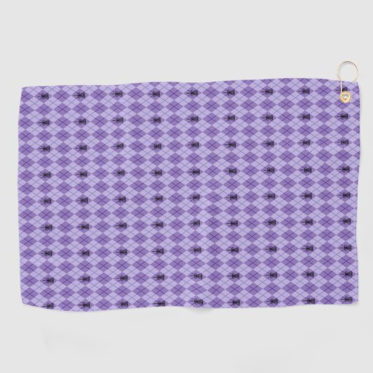 Serviette à motifs de losanges pourpre de golf (Horizontal)