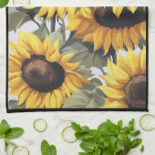 Serviette à plat de tournesol gaie (bordure noire) (Plié)