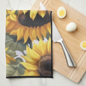 Serviette à plat de tournesol gaie (bordure noire) (Quart Plié)