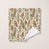 Serviette à plumes ethniques, décoration de salle (Gant de toilette)