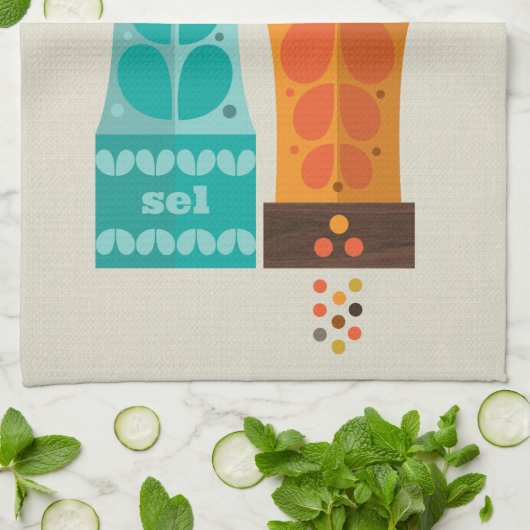 Serviette à thé Condiments de France 1970 (Plié)