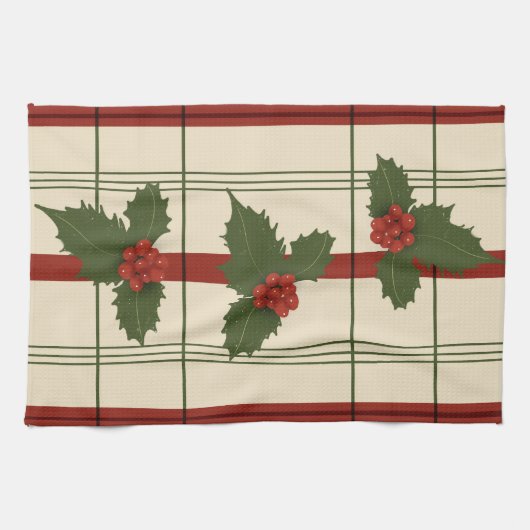 Serviette à thé creux en rouge et vert (Horizontal)