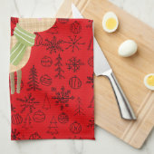Serviette à thé Festive Reindeer - monogramme pers (Quart Plié)