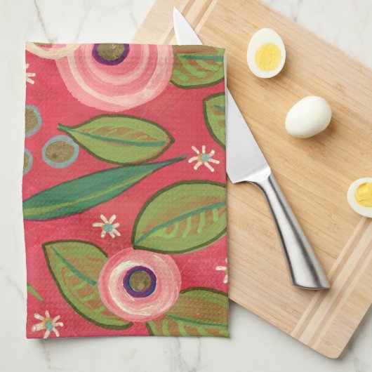 Serviette à thé rose et Stripes (Quart Plié)