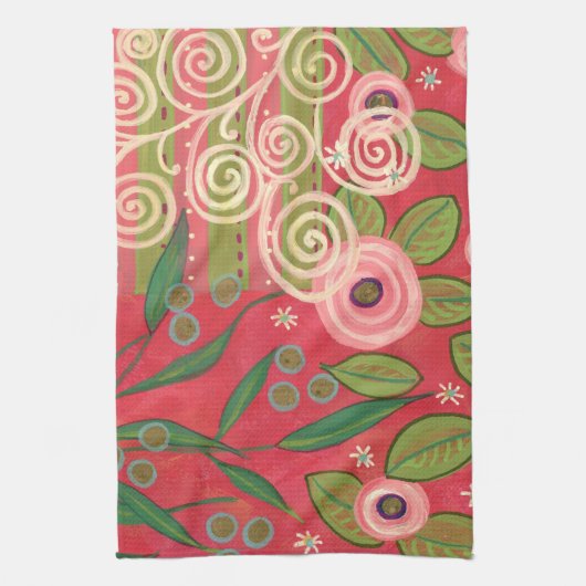 Serviette à thé rose et Stripes (Vertical)