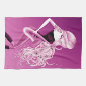 Serviette à thé rose Lady Saxophoniste (Horizontal)