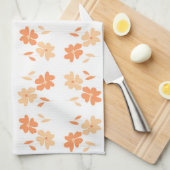 Serviette à thé Twin Flowers - pêche (Quart Plié)