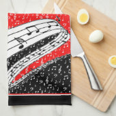 Serviette à thème Musique rouge et noire (Quart Plié)