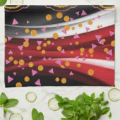 Serviette Abstraite de cuisine rouge noir blanc (Plié)