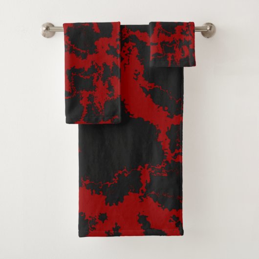 Serviette abstraite rouge et charbon de bois (En situation)