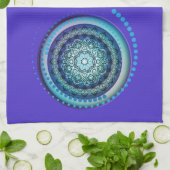Serviette Arrière - plan bleu vert Médaillon (Plié)
