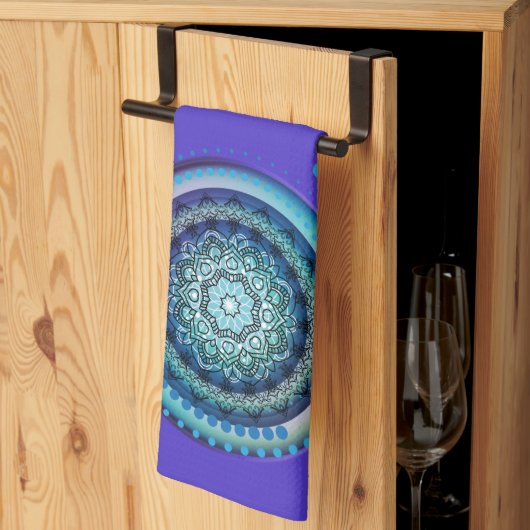 Serviette Arrière - plan bleu vert Médaillon (Pliage en tiers)