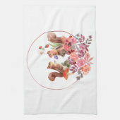 Serviette aux fleurs et écureuils (Vertical)