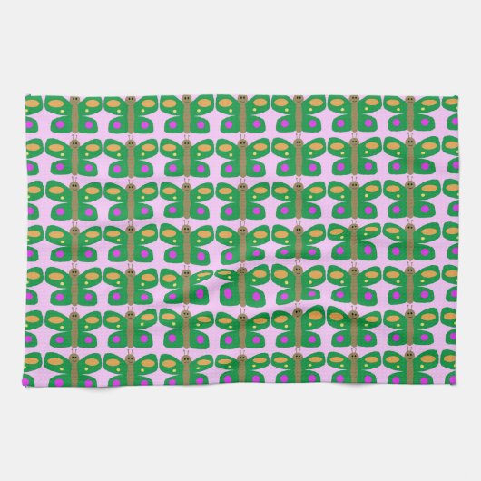 Serviette aux papillons verts (Horizontal)