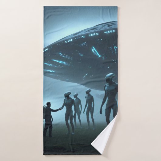 Serviette avec aliens. (Serviette de bain)