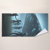 Serviette avec aliens. (Serviette de bain)