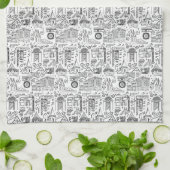 Serviette avec dessins en trait carrelé (Plié)
