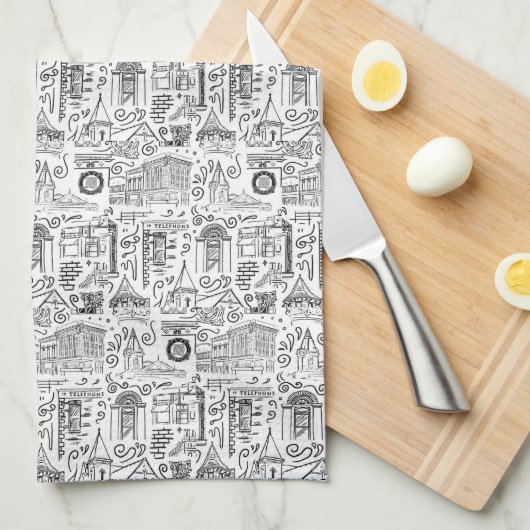 Serviette avec dessins en trait carrelé (Quart Plié)