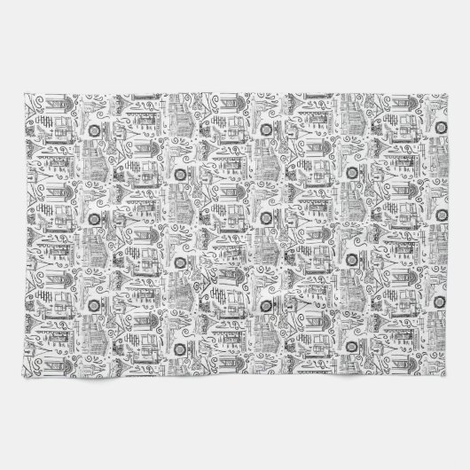 Serviette avec dessins en trait carrelé (Horizontal)