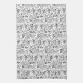 Serviette avec dessins en trait carrelé (Vertical)