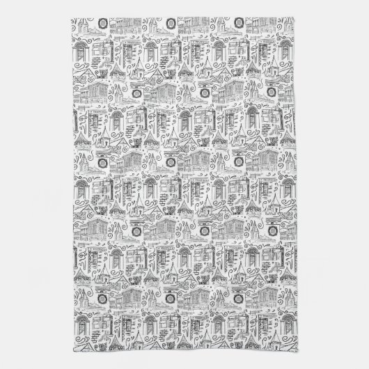 Serviette avec dessins en trait carrelé (Vertical)