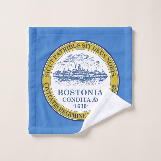 Serviette avec drapeau de Boston, Massachusetts (Gant de toilette)
