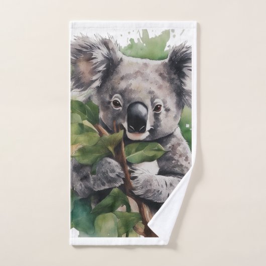 Serviette avec Koala sur arbre (Serviette à main)