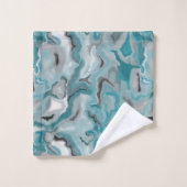 Serviette avec motif abstrait gris turquoise. (Gant de toilette)