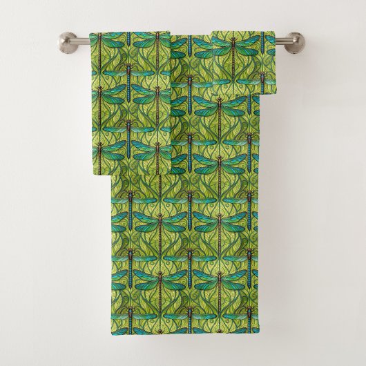 Serviette avec un motif vibrant de vert et de bleu