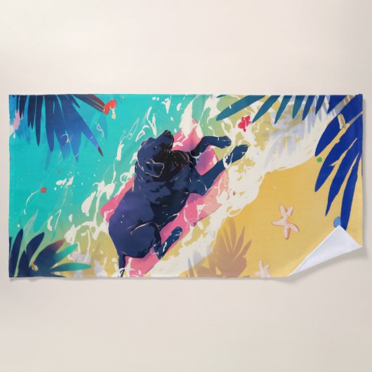 Serviette Black Lab Beach Days (Devant)