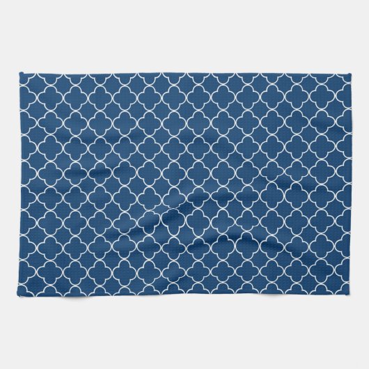 Serviette blanche bleue de tissu de cuisine de (Horizontal)
