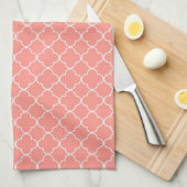 Serviette blanche de corail de tissu de cuisine de (Quart Plié)