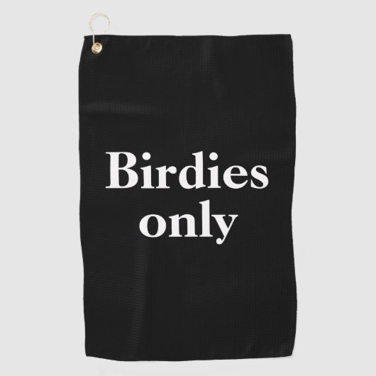 Serviette blanche de golf de noir drôle de birdies (Devant)