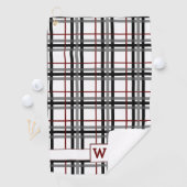 Serviette blanche et rouge noire de golf de plaid (En situation)