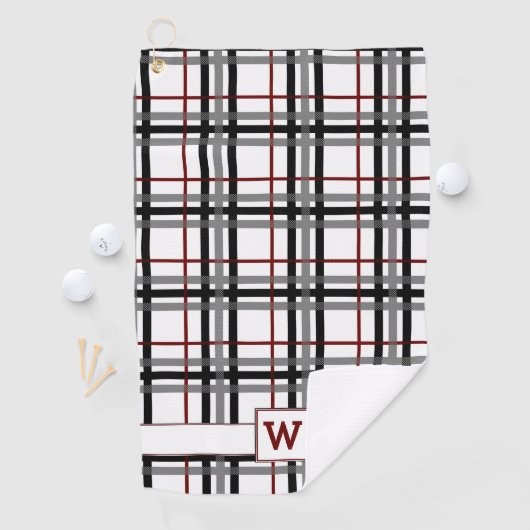 Serviette blanche et rouge noire de golf de plaid (En situation)