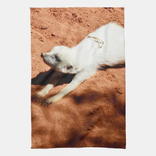 Serviette Blanche Meerkat Étirement (Vertical)