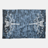 Serviette bleu Eiffel Grunge Serviette de cuisine (Horizontal)