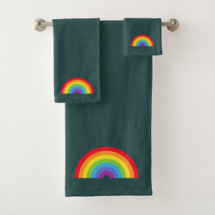 Serviette bleu foncé arc-en-ciel