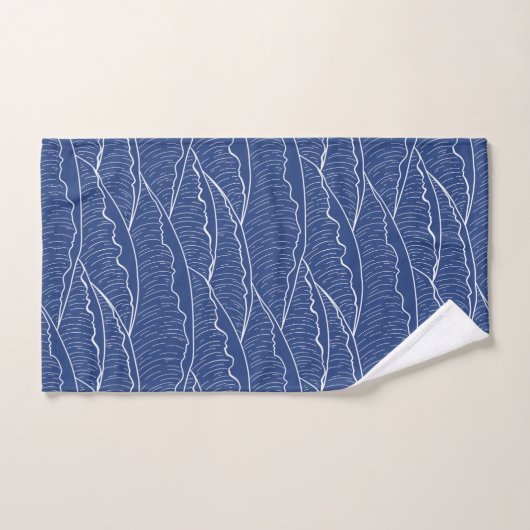 Serviette bleue avec motif à vagues illustratif (Serviette à main)