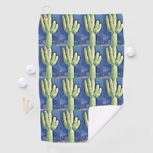 Serviette bleue de golf de cactus de Saguaro (En situation)