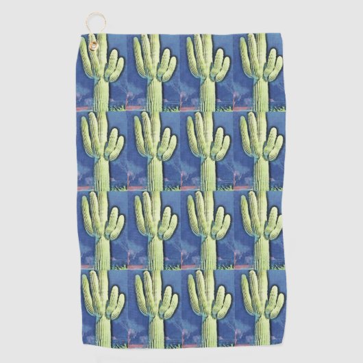Serviette bleue de golf de cactus de Saguaro (Devant)