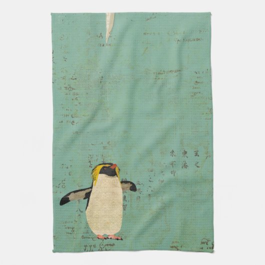 Serviette bleue de lagune de pingouin (Vertical)