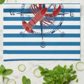 Serviette bleue et blanche de boussole et de (Plié)